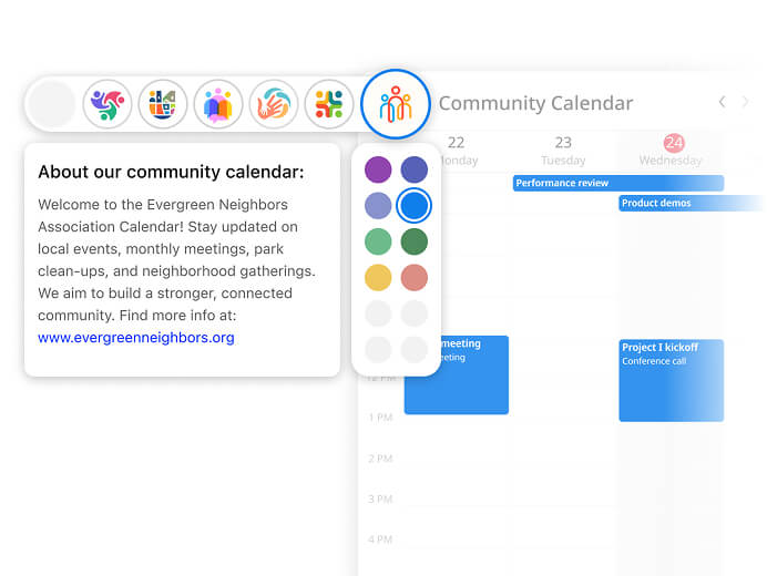 Branding a public calendar with a custom photo and description