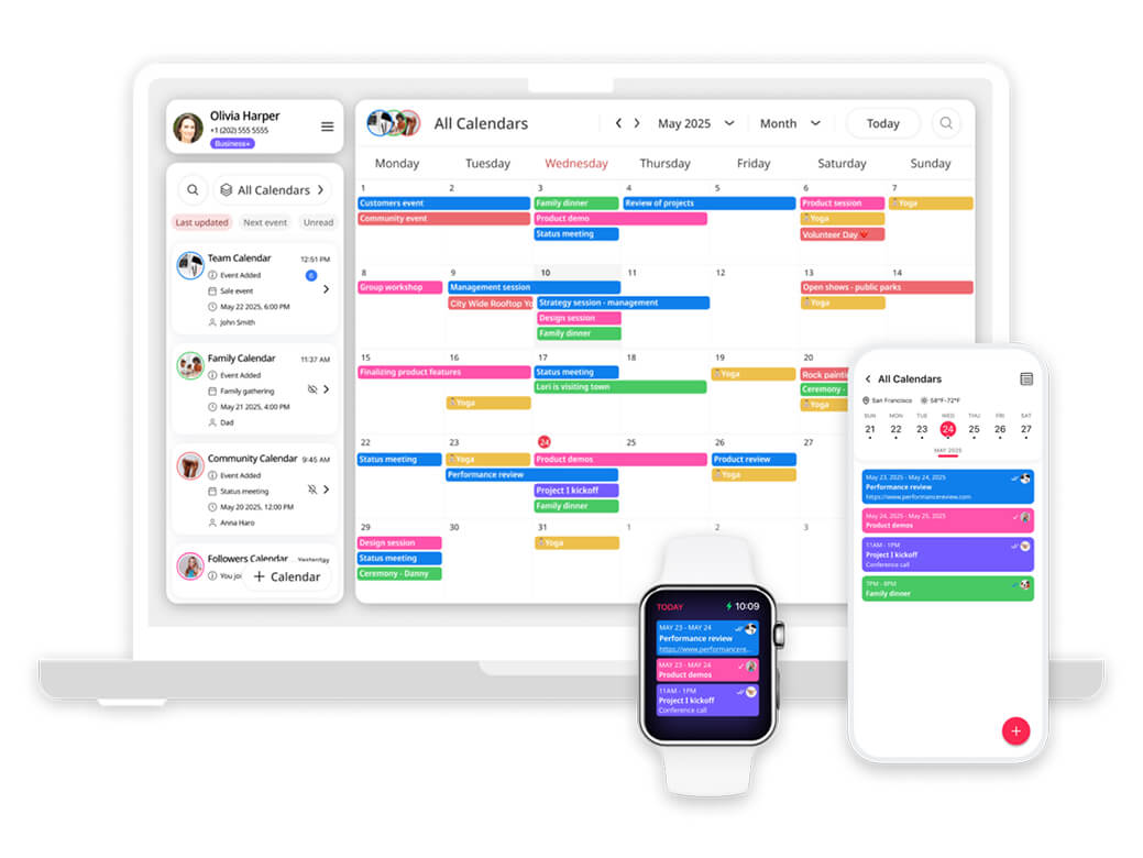 GroupCal app on mobile, desktop, and web