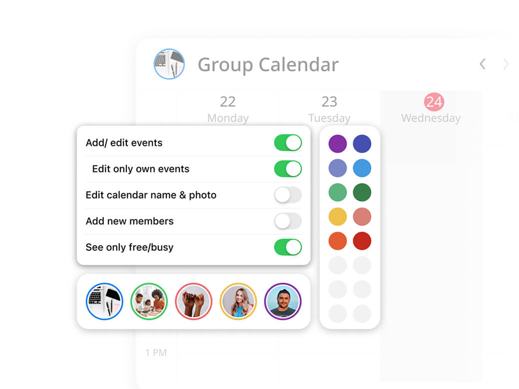 Customizing a calendar with a unique photo and color.