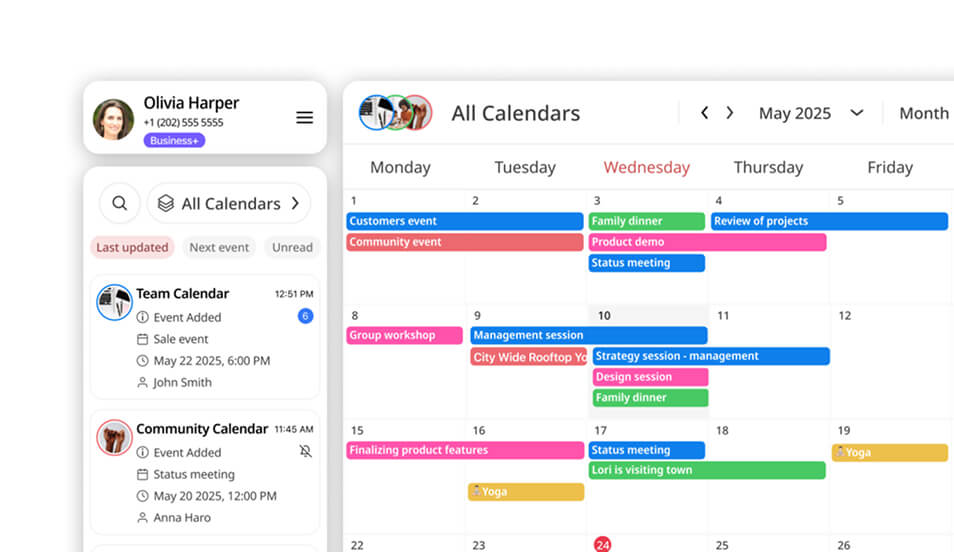 GroupCal app on a desktop computer.