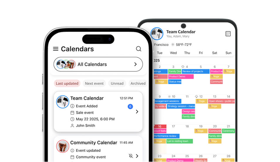 GroupCal on a mobile phone