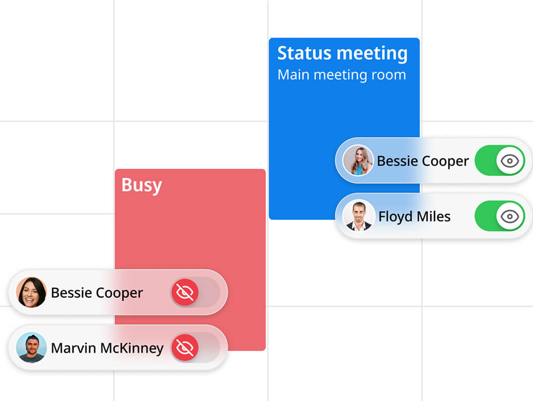 A calendar showing events as 'Blocked' for privacy