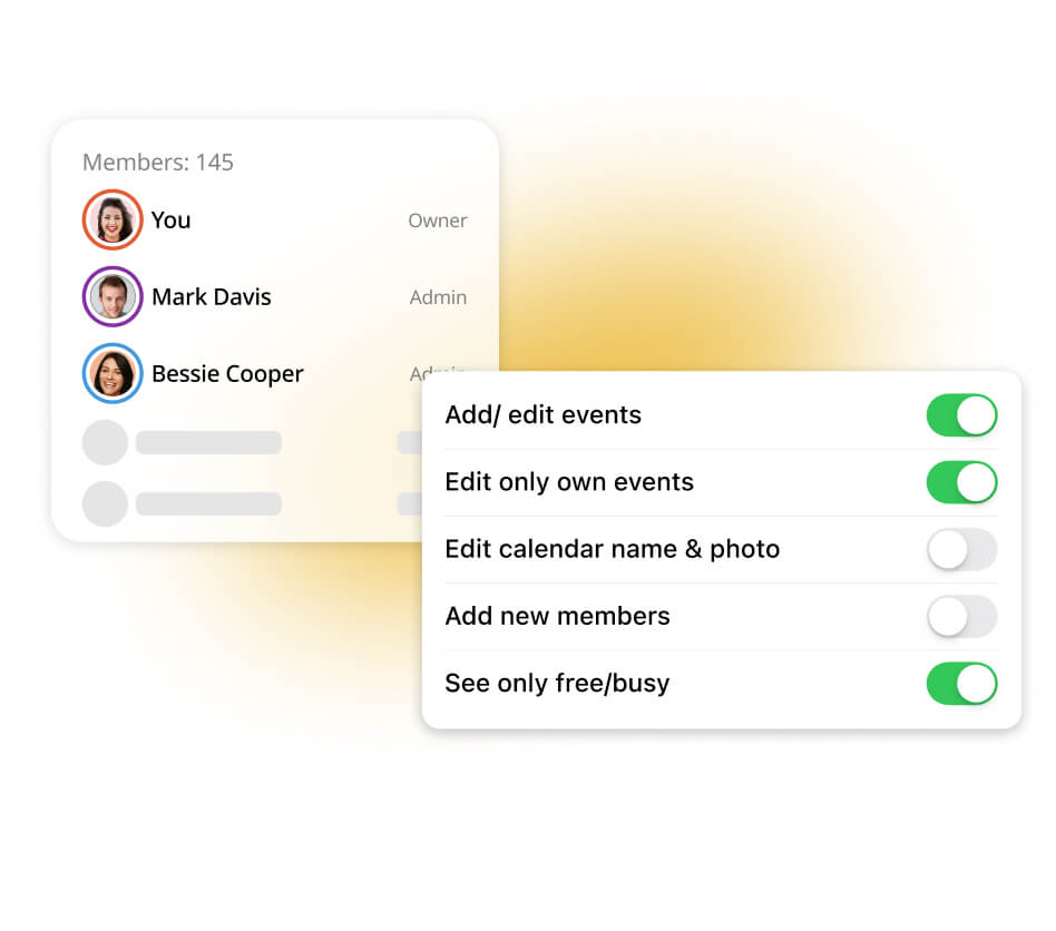 An admin adjusting permission controls for a shared calendar