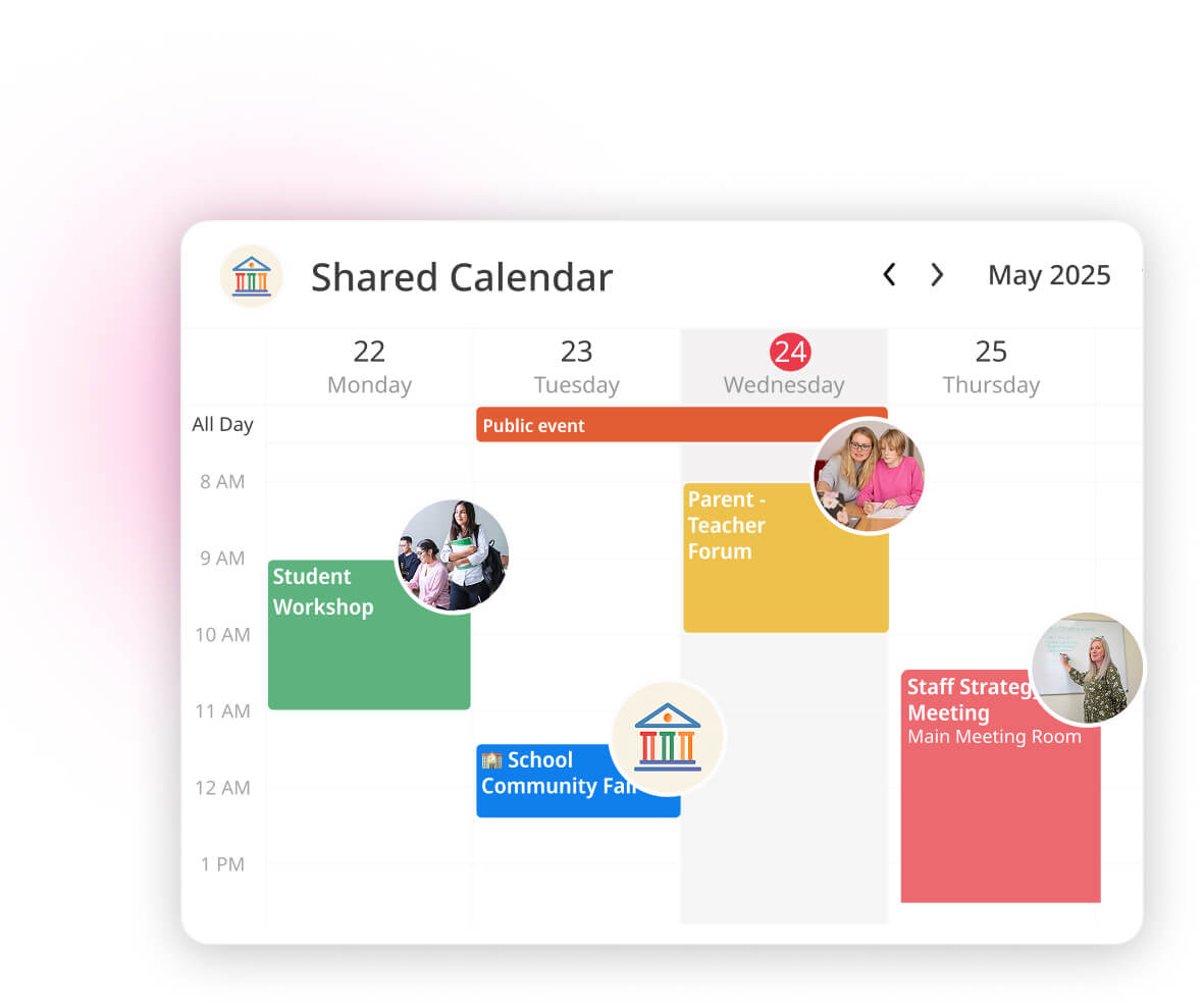 GroupCal shared calendar showing community feature around shared events.