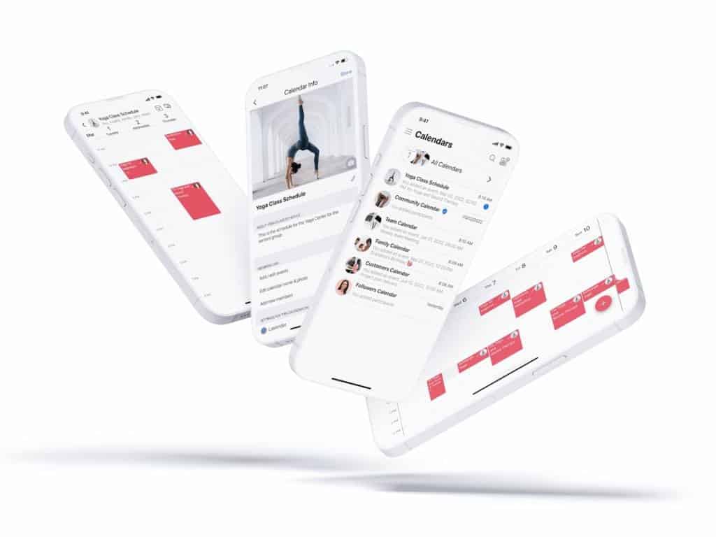 Multiple phones displaying calendars and schedules