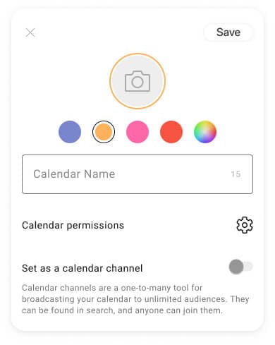 Create new calendar popup