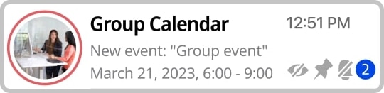 GroupCal Web - a single calendar on the Calendar List section on the main screen