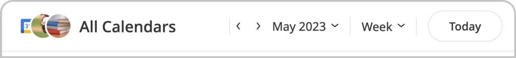 GroupCal web top bar of the calendar view section