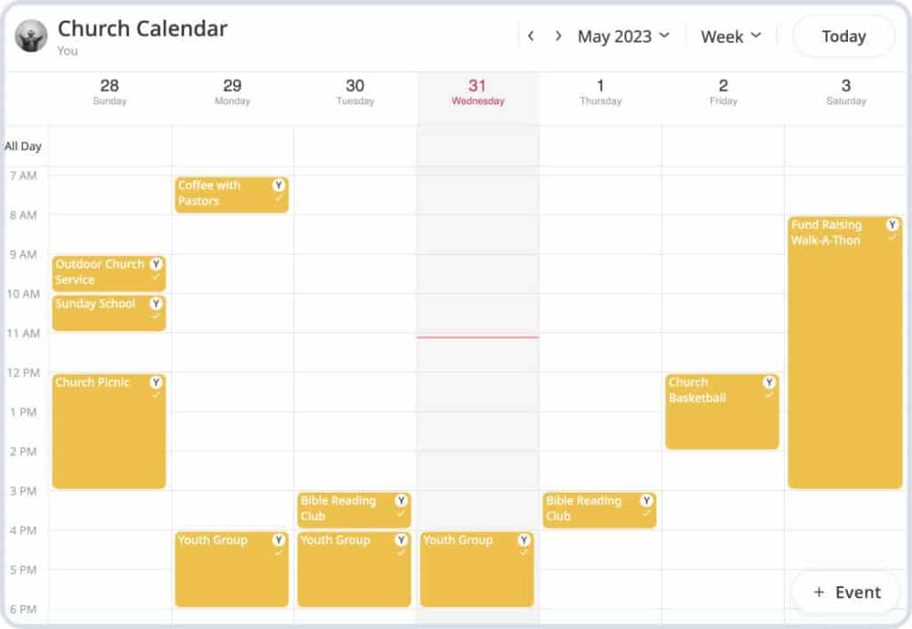 Shared calendar for Church