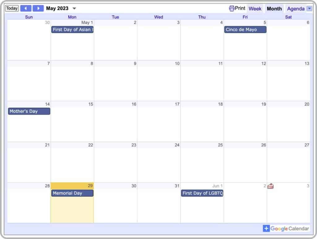 Embed a Google Calendar