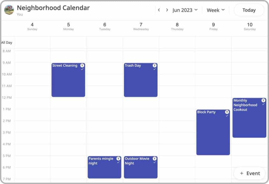 Neighborhood public calendar
