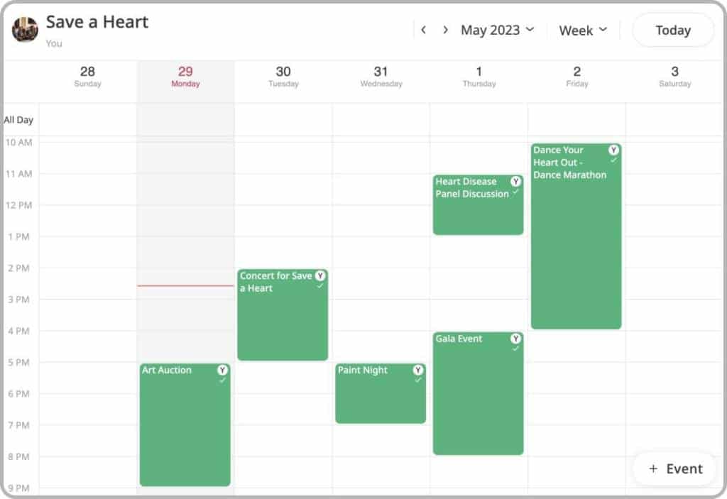 Non profit public calendar