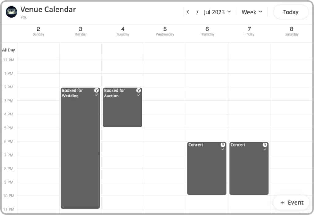 Venue public calendar