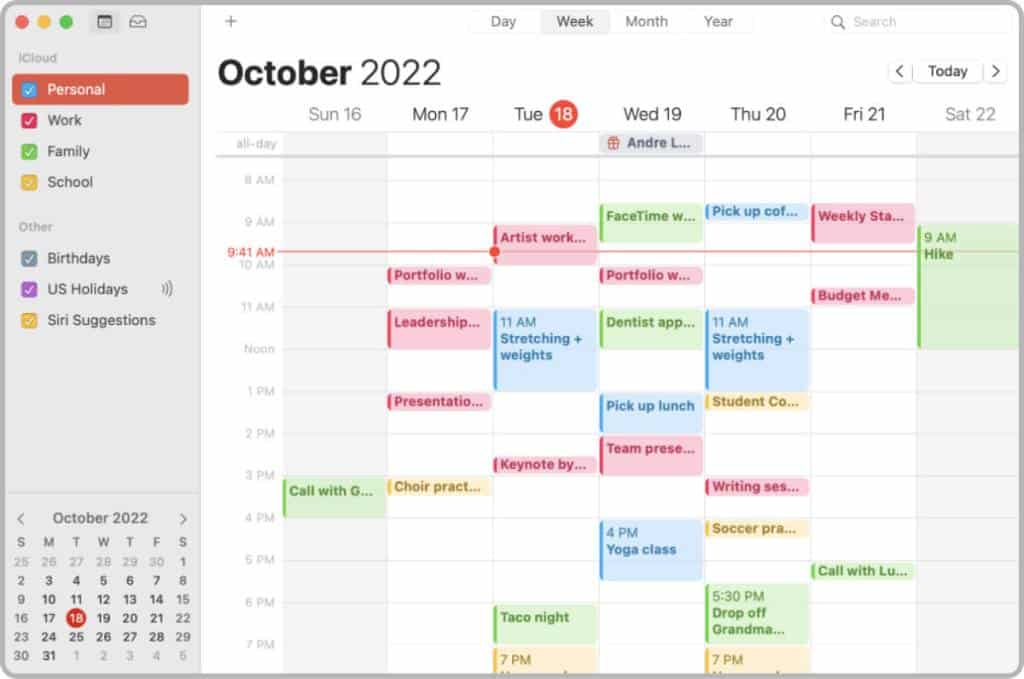Apple calendar app