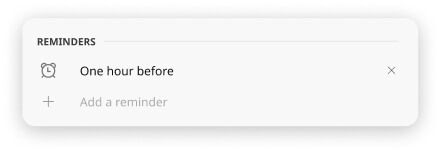 GroupCal event details popup - Reminders section