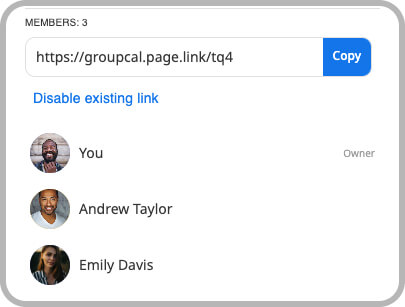 GroupCal - Calendar Details popup - Members section