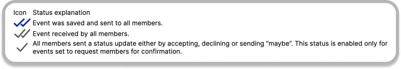 GroupCal event participation status indications