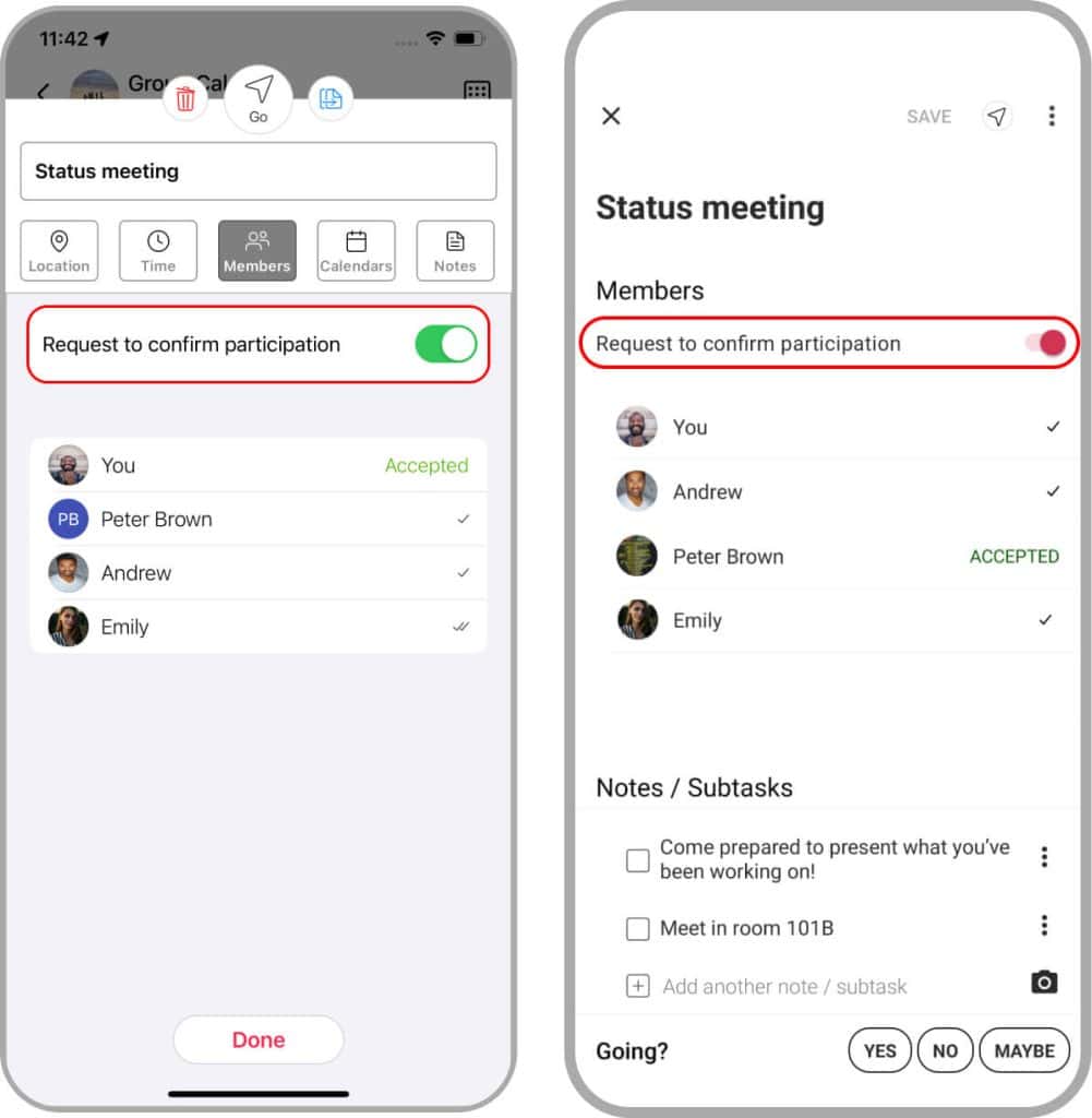 Requesting to confirm participation in events