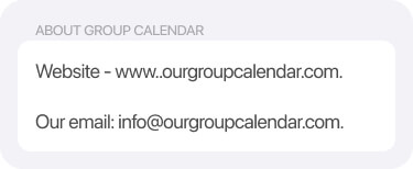 Calendar Details screen - Business description section