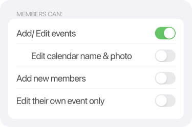 Calendar Details screen - Members can section.