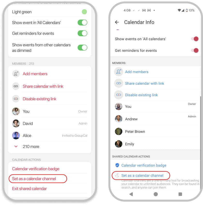 Create a calendar channel