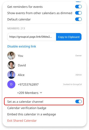 Make an existing calendar a channel