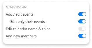 Calendar Details screen - Members can section.