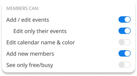 Calendar Details screen - Members can section.