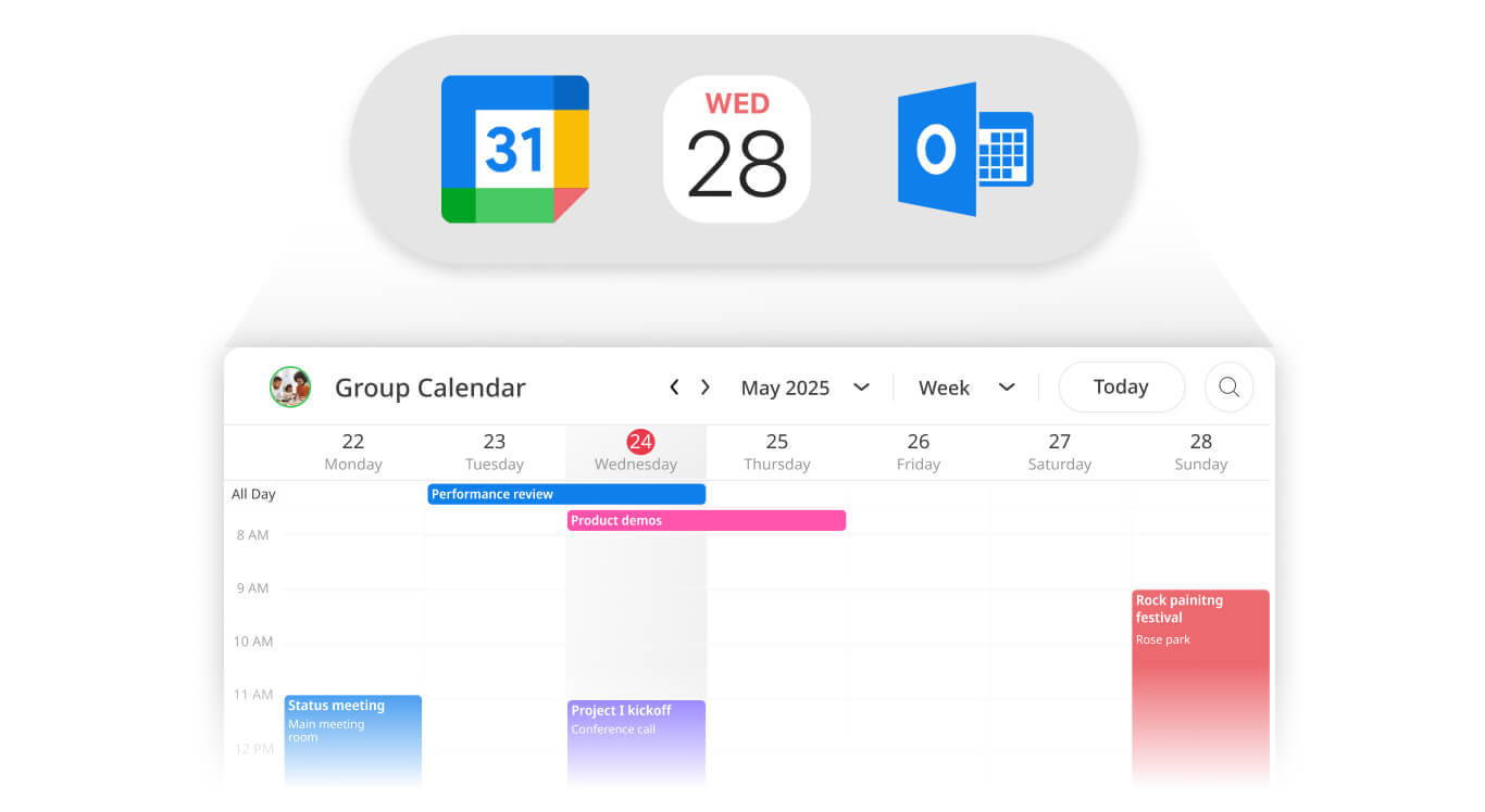 Sharing Google, Outlook and iCloud Calendars using GroupCal